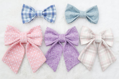 Winter Pink Plaid Pet Bow