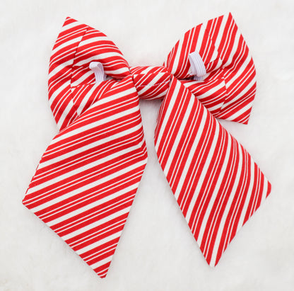 Red Peppermint Swirl Pet Bow