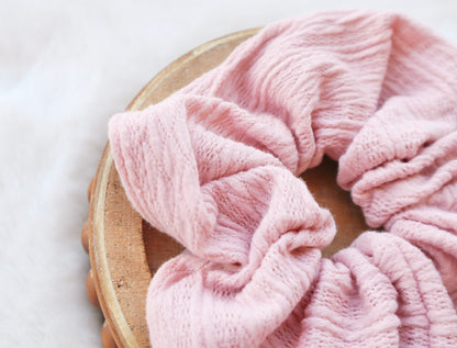 Soft Blush Ribbed Knit Hair Scrunchie