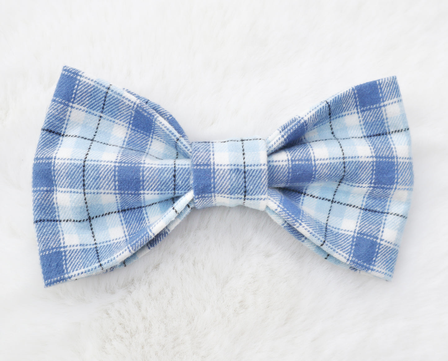 Winter Blue Plaid Pet Bow