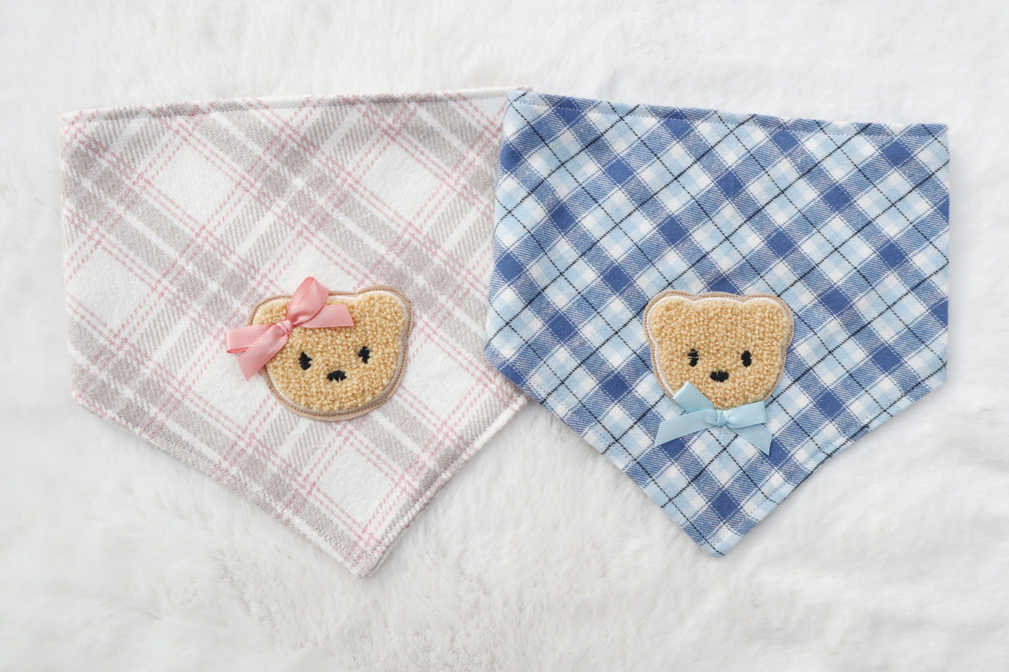 Beary Blue Plaid Bandana