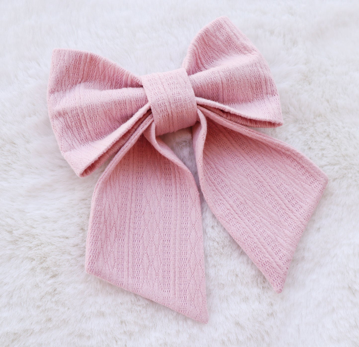 Soft Blush Ribbed Knit Pet Bow