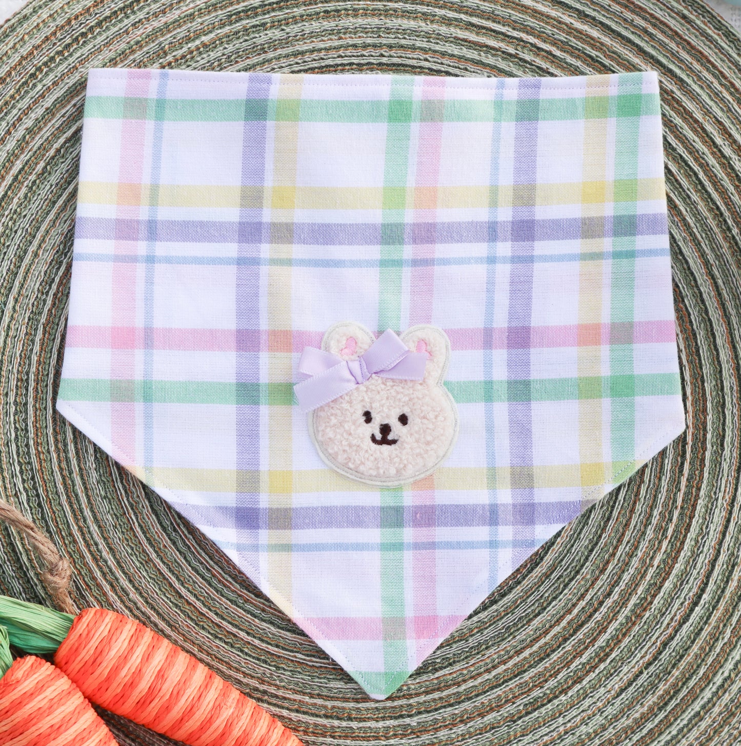 Hoppy Bunny Multicolor Plaid Bandana