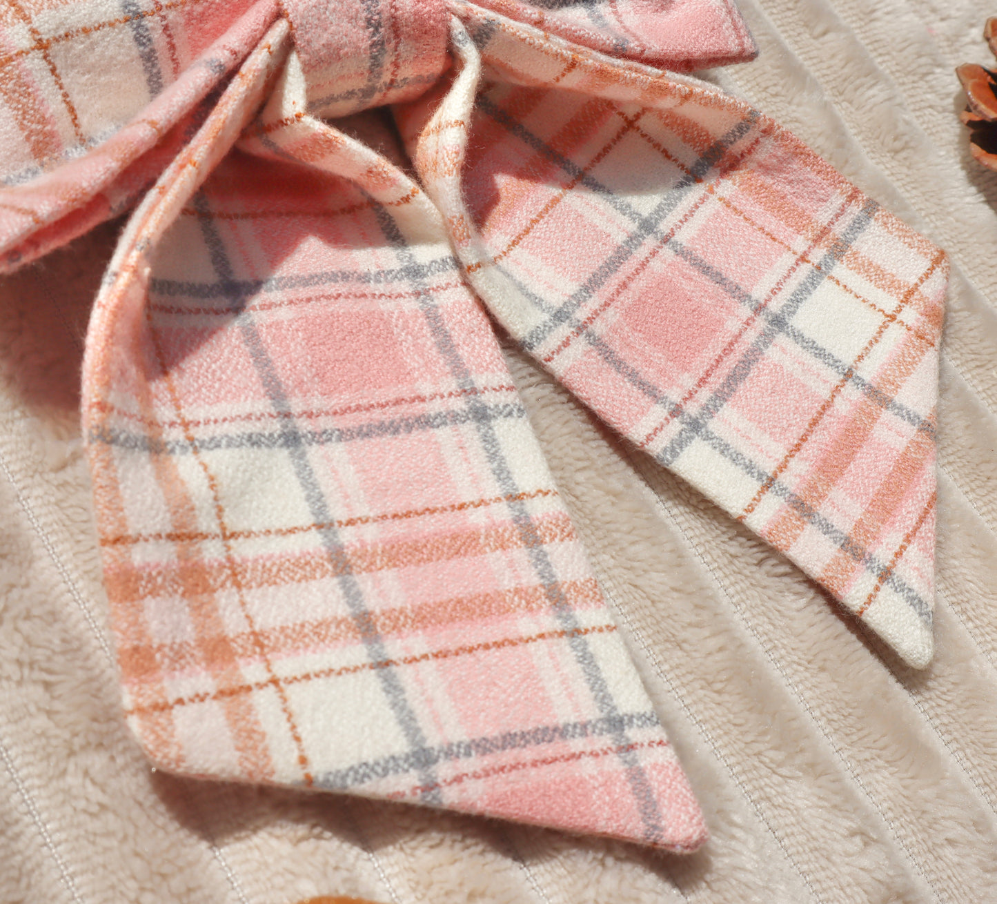 Blushing Cider Plaid Hair Bow