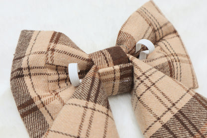 Espresso Plaid Pet Bow