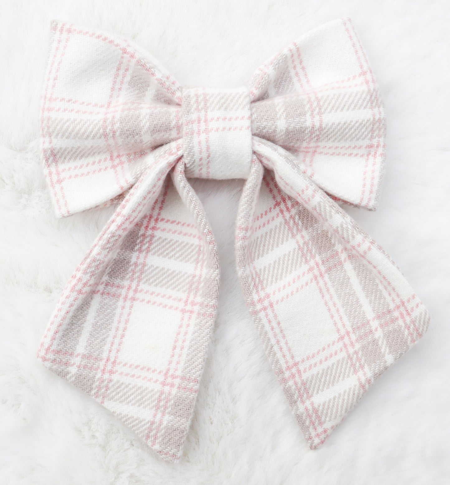 Winter Pink Plaid Pet Bow