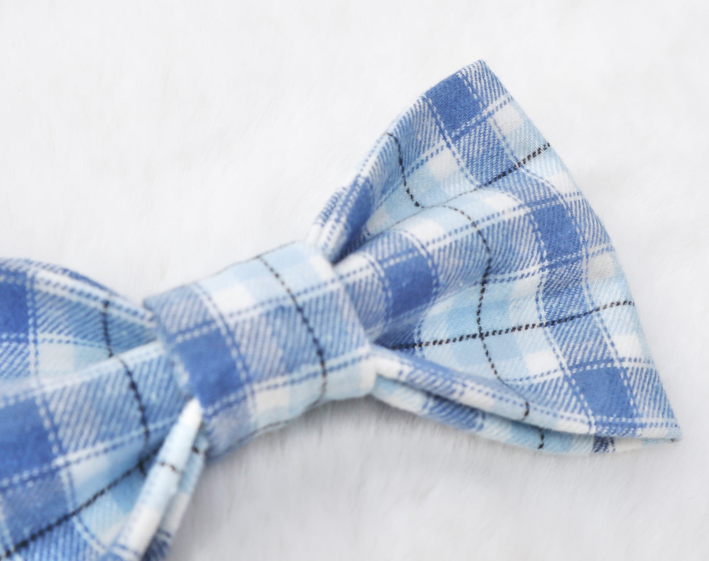 Winter Blue Plaid Pet Bow