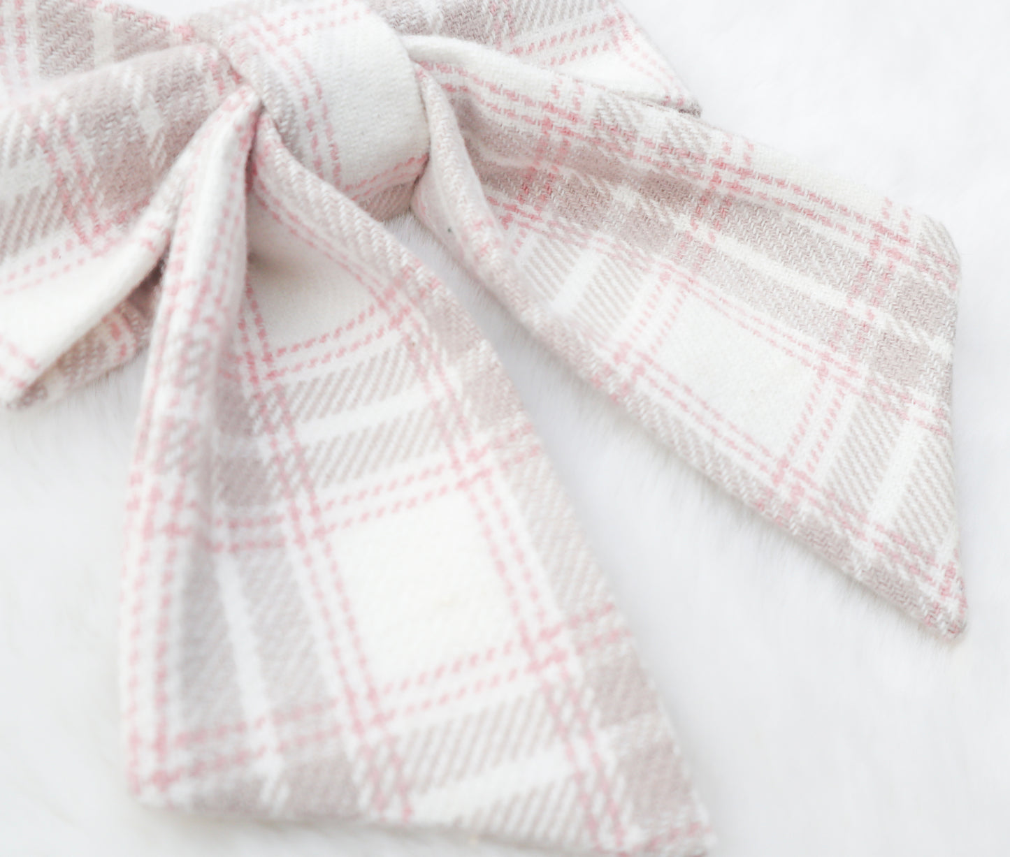 Winter Pink Plaid Pet Bow