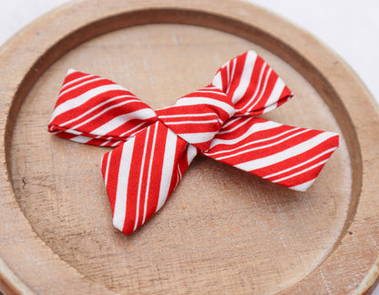 Red Peppermint Swirl Fur Bow