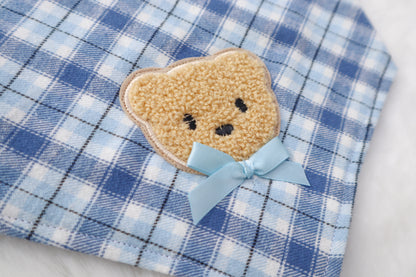 Beary Blue Plaid Bandana