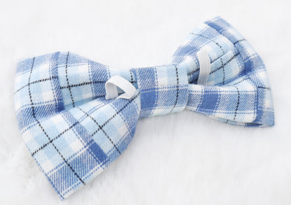 Winter Blue Plaid Pet Bow