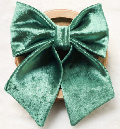 Mistletoe Green Velvet Hair Bow