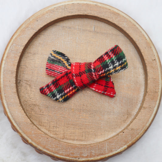 Classic Christmas Plaid Fur Bow