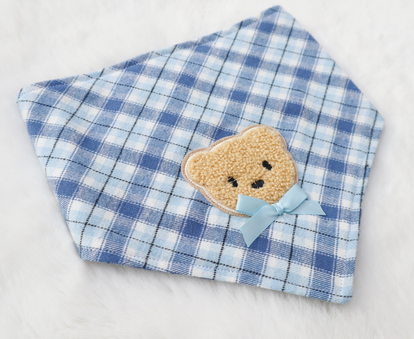 Beary Blue Plaid Bandana