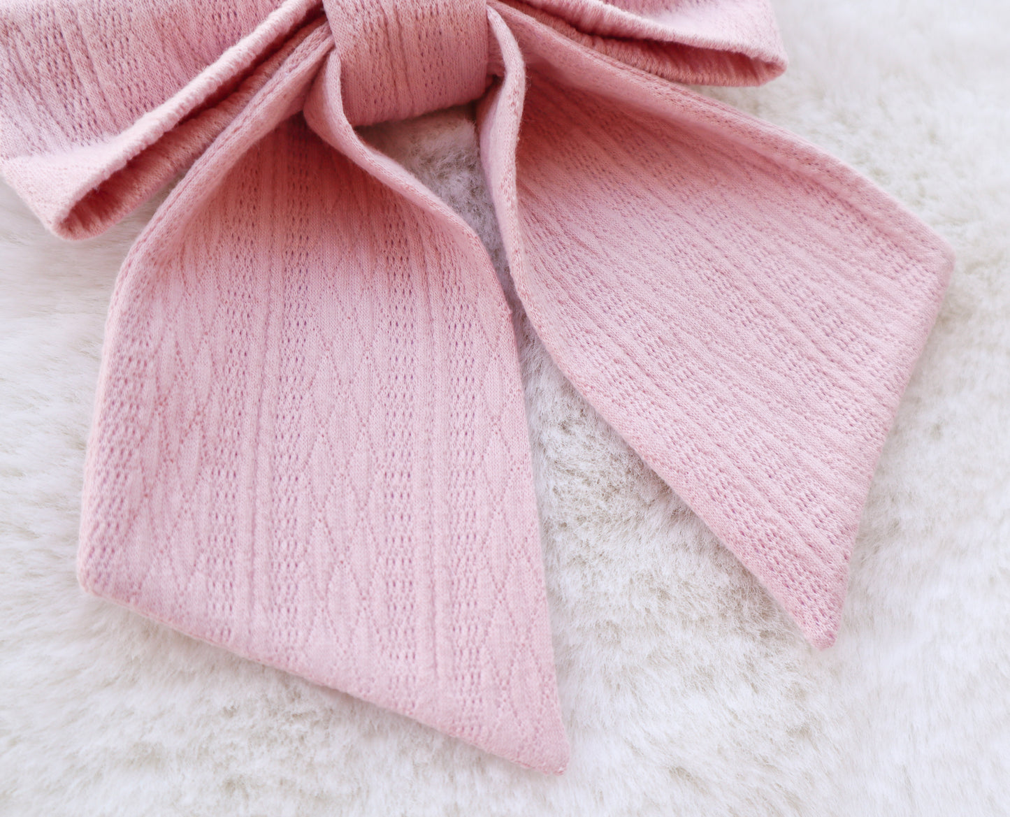 Soft Blush Ribbed Knit Pet Bow