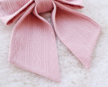 Soft Blush Ribbed Knit Pet Bow