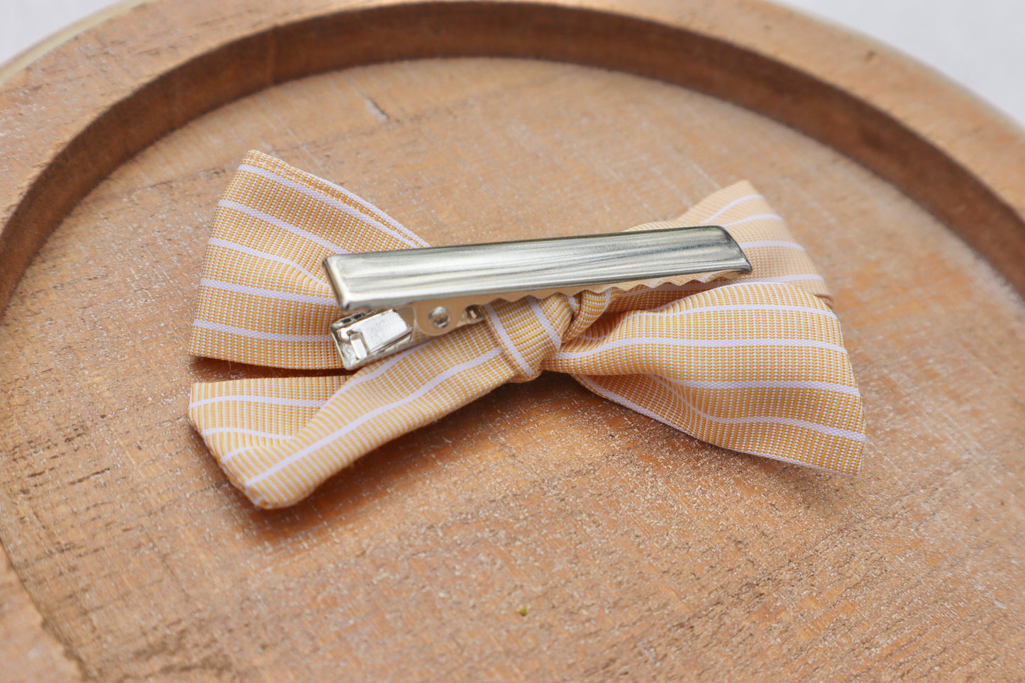 Buttery Cabana Stripes Fur Bow