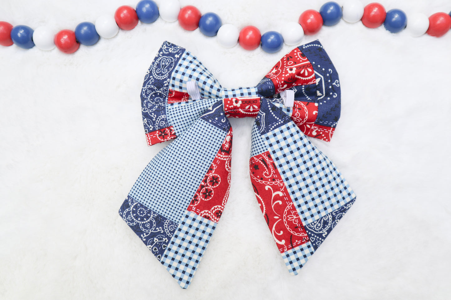 Patriotic Patchwork Pet Bow