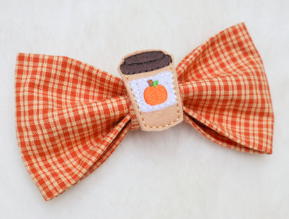 Pumpkin Spice Plaid Pet Bow