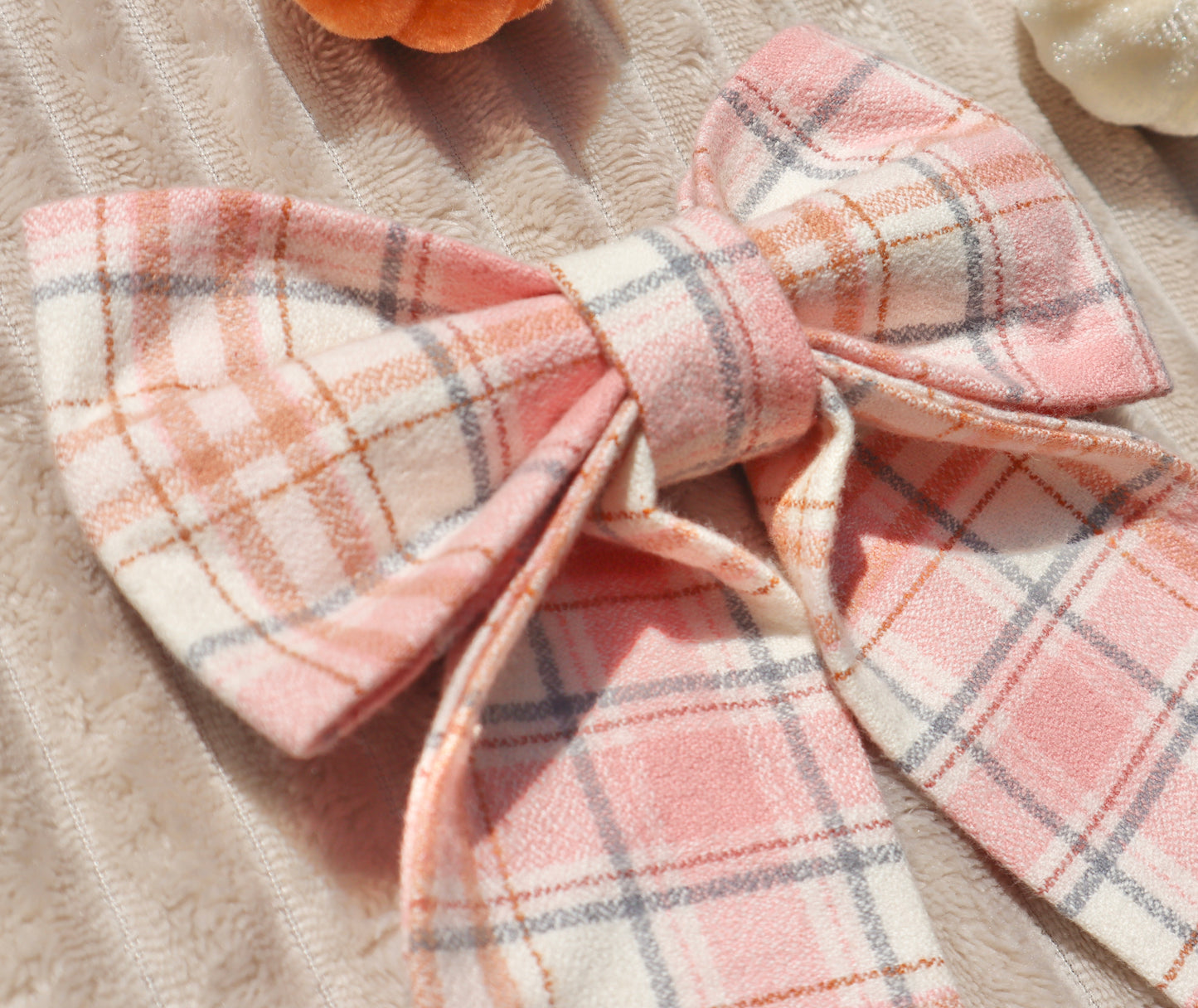 Blushing Cider Plaid Hair Bow