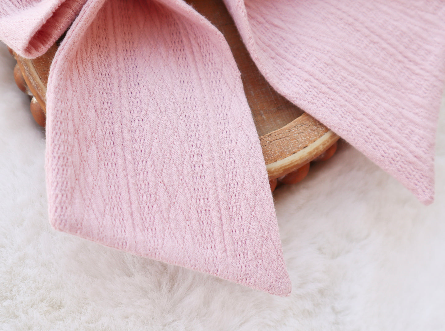 Soft Blush Ribbed Knit Hair Bow