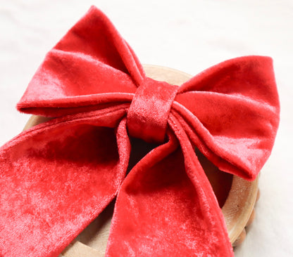 Crimson Red Velvet Hair Bow