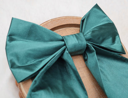 Emerald Satin Hair Bow