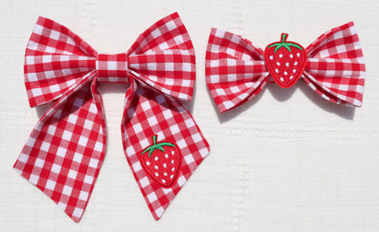 Strawberry Picnic Pet Bow
