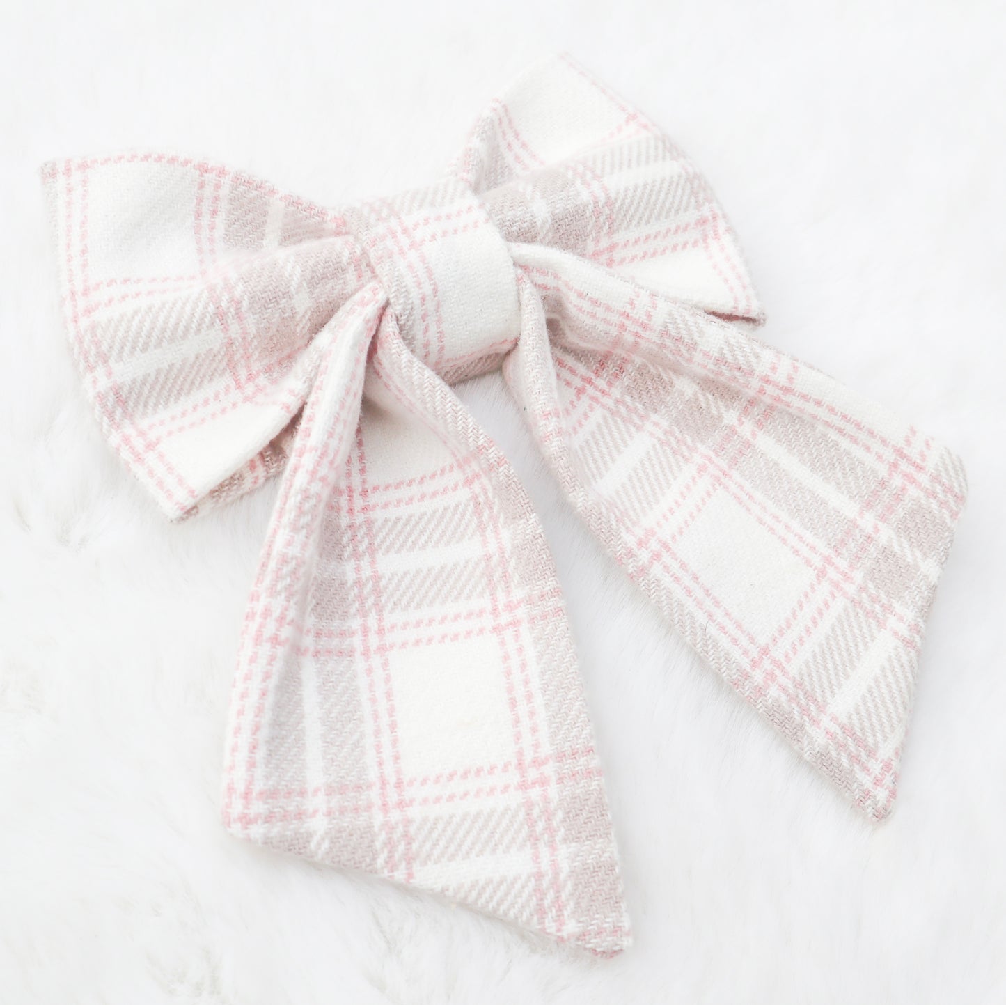 Winter Pink Plaid Pet Bow