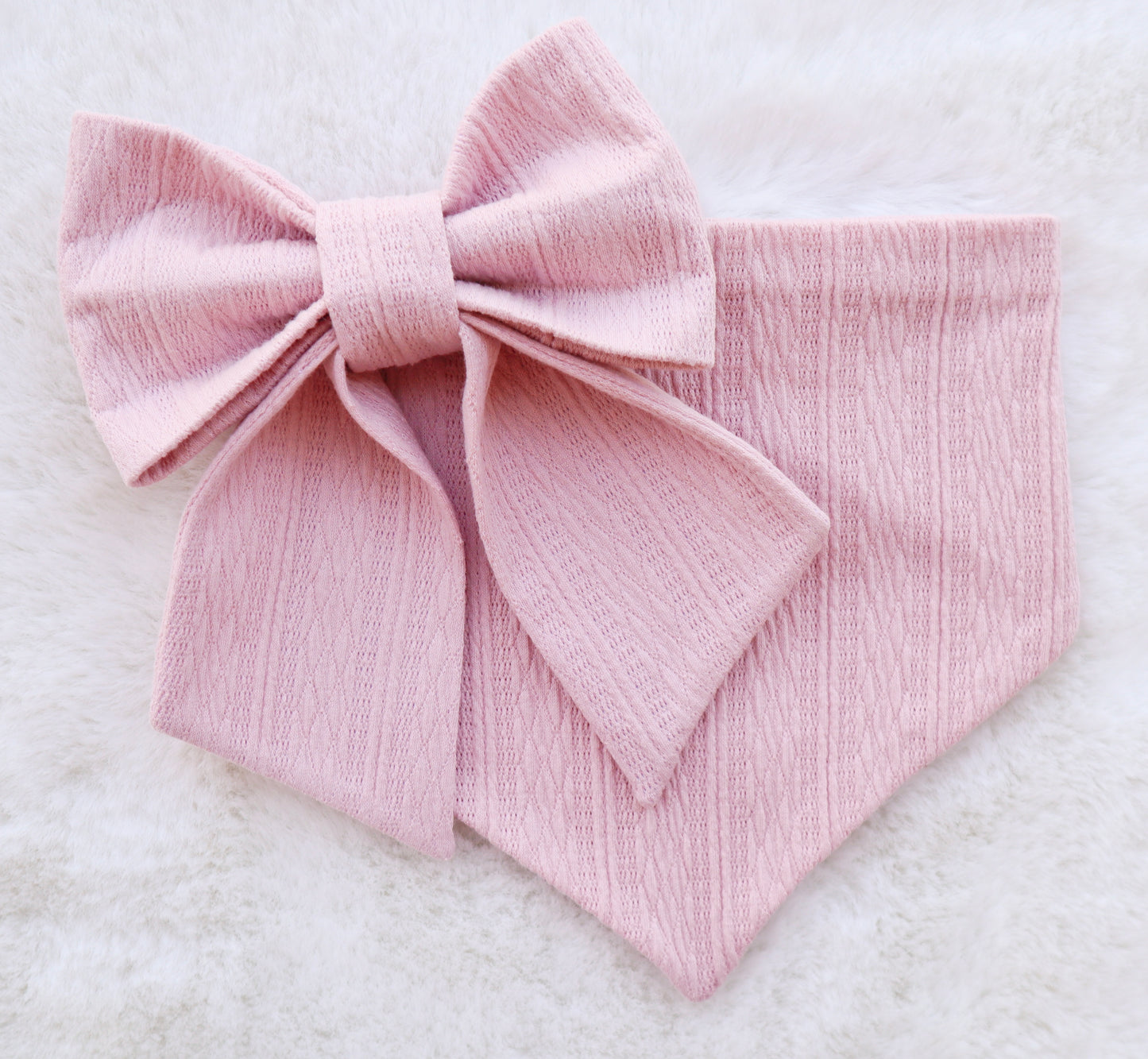 Soft Blush Ribbed Knit Bandana