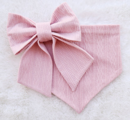 Soft Blush Ribbed Knit Bandana