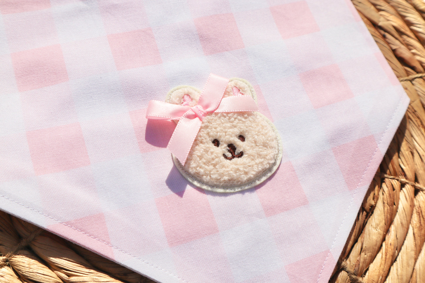 Hoppy Bunny Pink Plaid Bandana