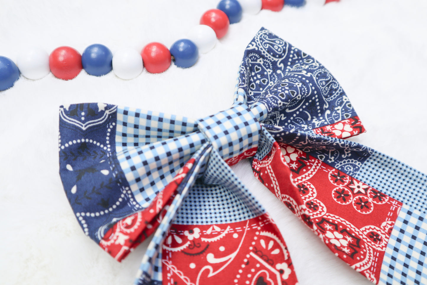 Patriotic Patchwork Pet Bow
