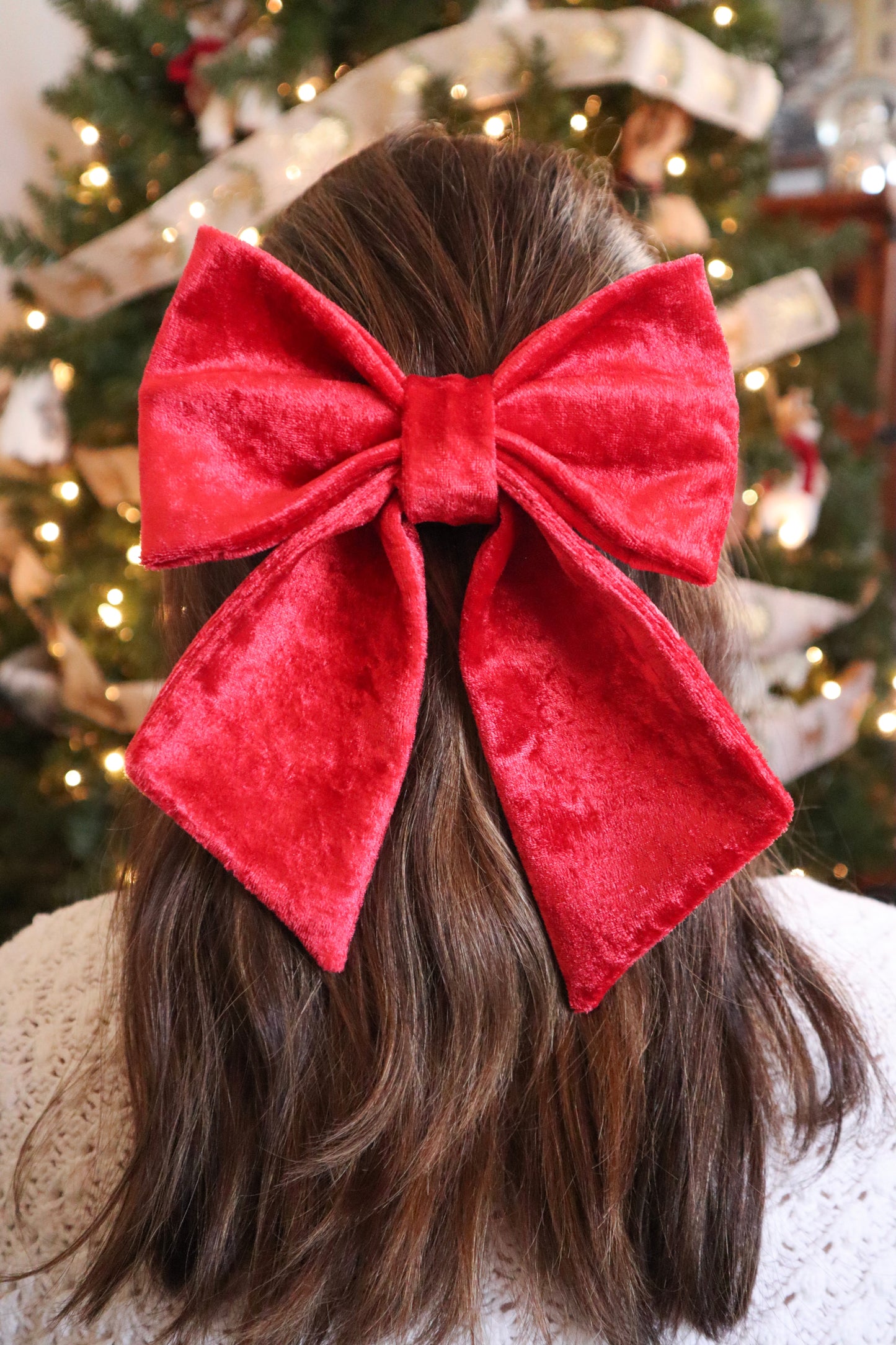 Crimson Red Velvet Hair Bow