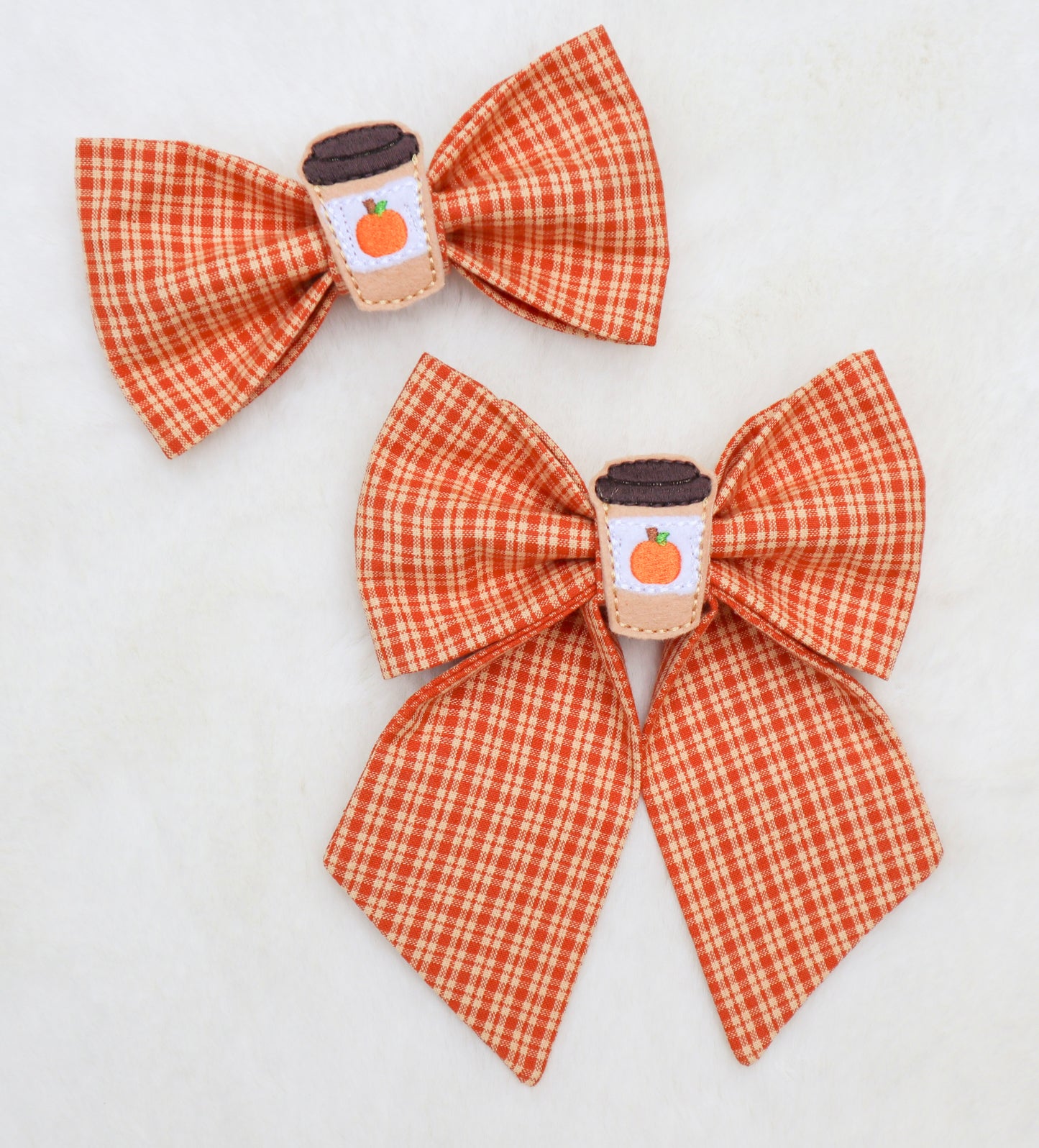 Pumpkin Spice Plaid Pet Bow