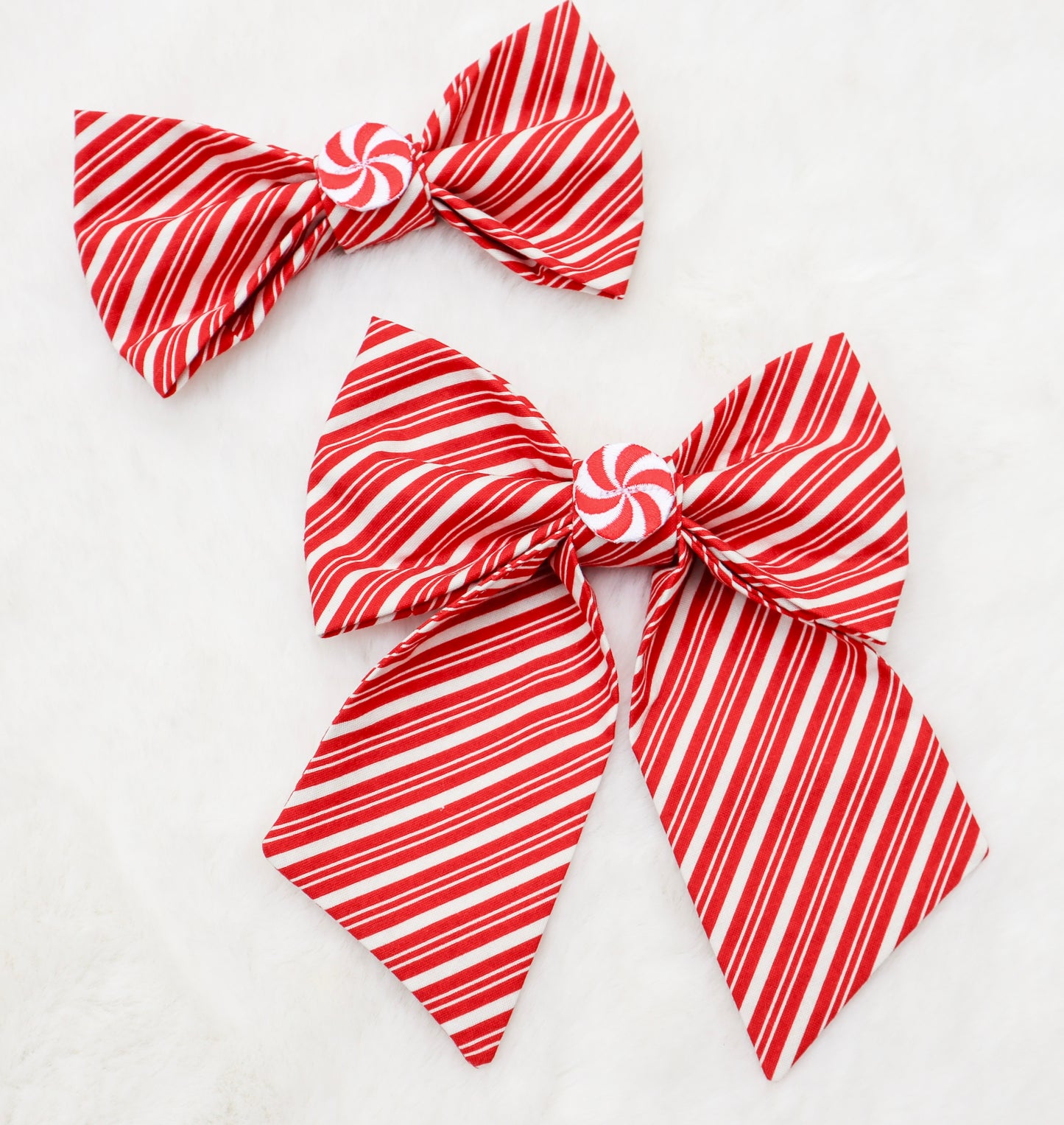 Red Peppermint Swirl Pet Bow