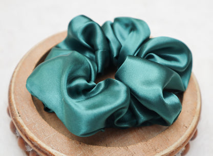 Emerald Satin Hair Scrunchie