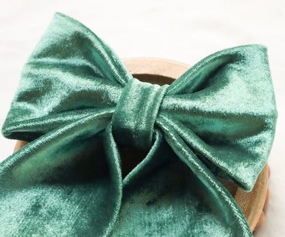 Mistletoe Green Velvet Hair Bow