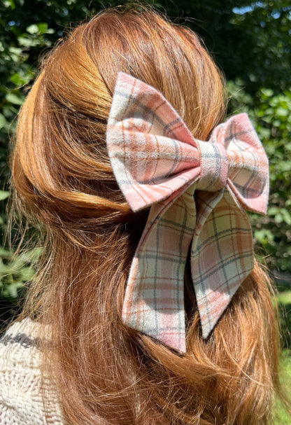 Blushing Cider Plaid Hair Bow