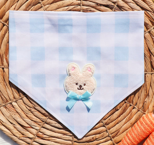 Hoppy Bunny Blue Plaid Bandana