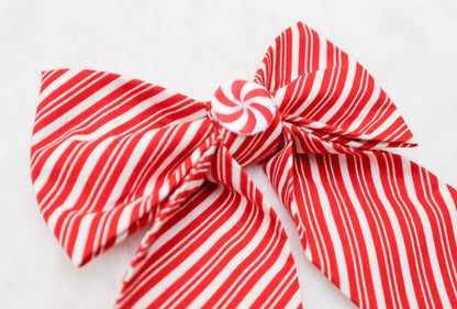 Red Peppermint Swirl Pet Bow