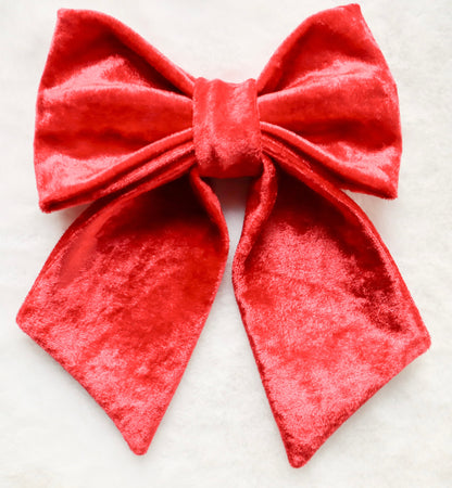 Crimson Red Velvet Pet Bow