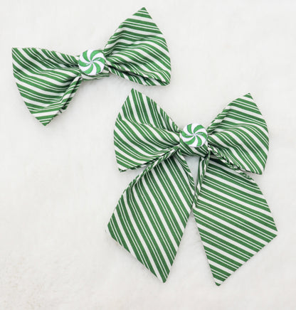 Green Peppermint Swirl Pet Bow