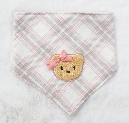 Beary Pink Plaid Bandana