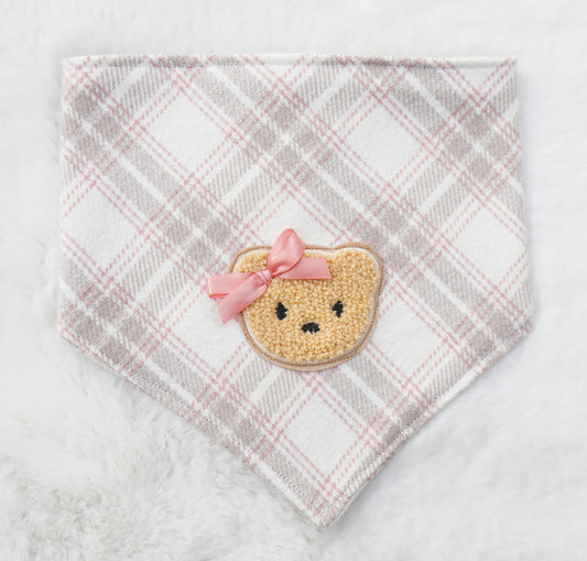 Beary Pink Plaid Bandana