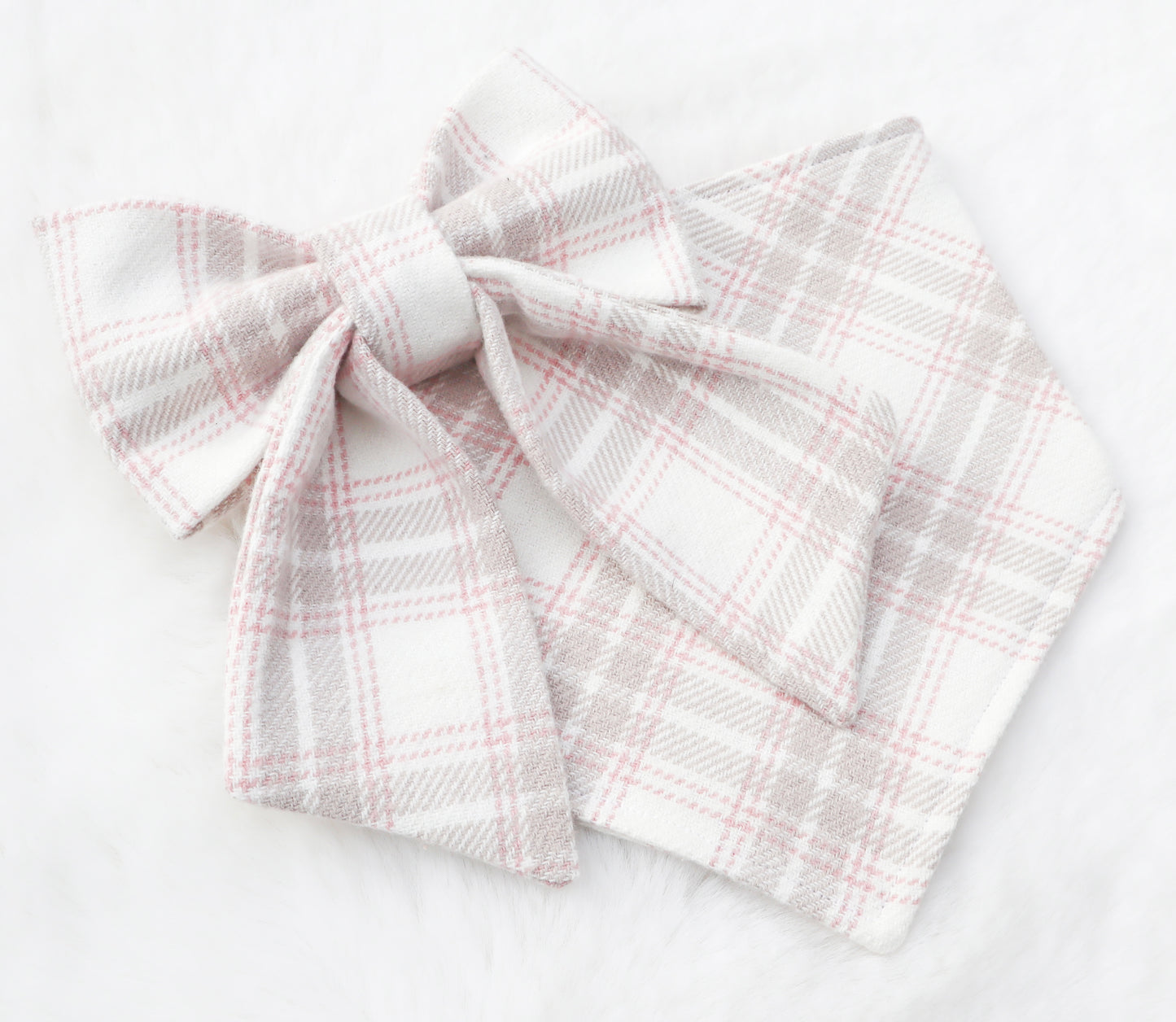 Winter Pink Plaid Pet Bow