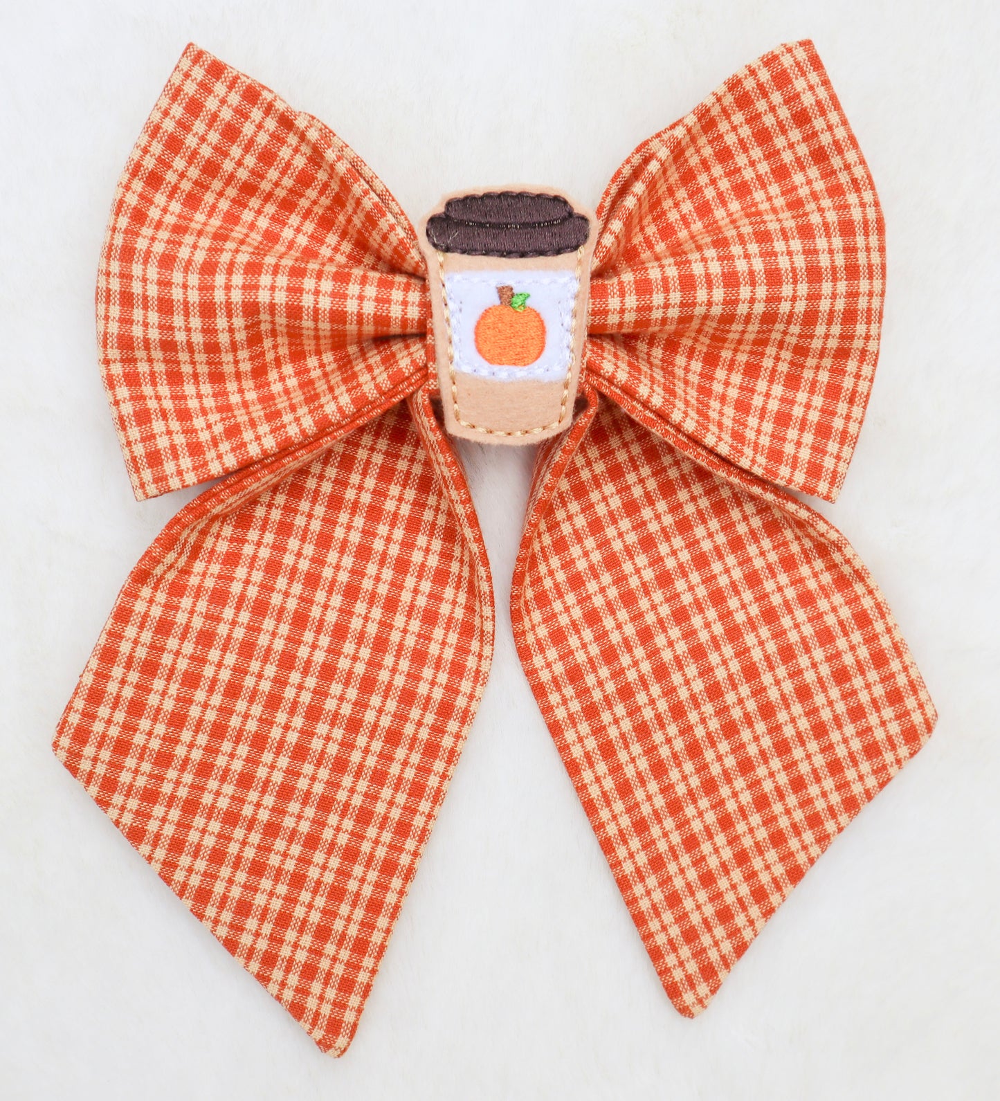 Pumpkin Spice Plaid Pet Bow