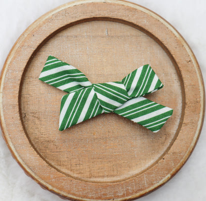Green Peppermint Swirl Fur Bow