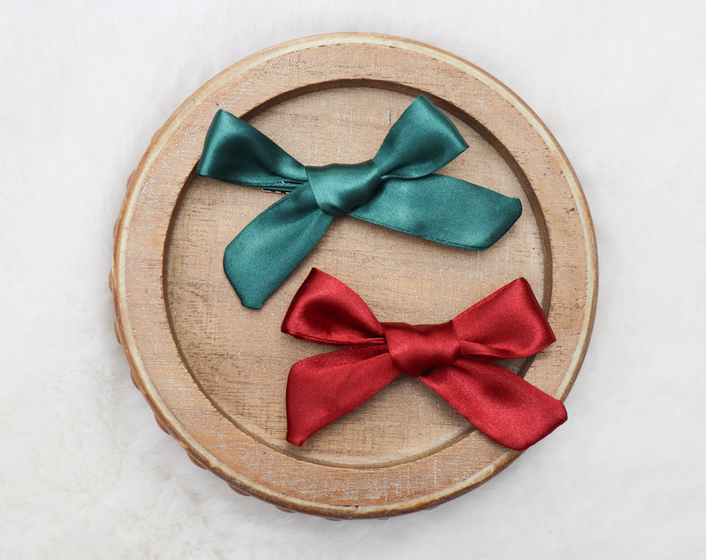 Emerald Satin Fur Bow