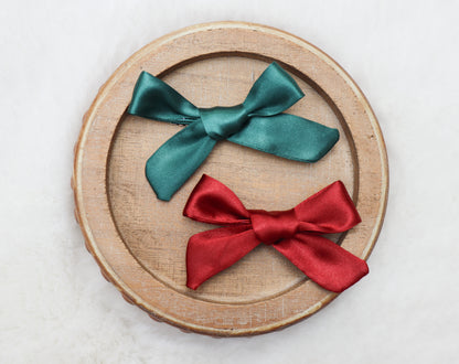 Emerald Satin Fur Bow